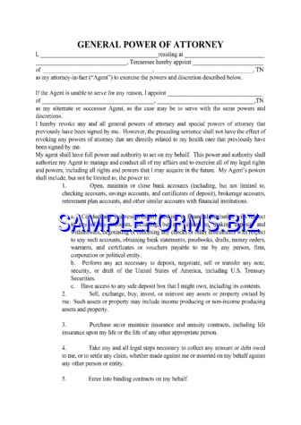 Tennessee General Power of Attorney Form 2 pdf free